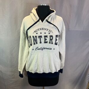 Dimco Apparel Hoodie Mens S Beige Blue Authentic Monterey California Embroidered